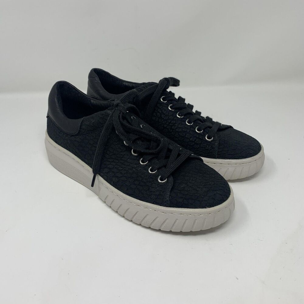 Sofft Shoes Womens Size 9 Black Leather Lace Up Platform Sneakers Comfort Casual
